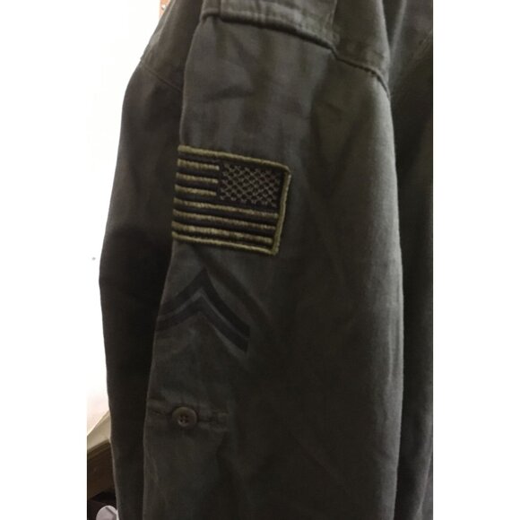 MASH Tv Show Mens Size XXL HAWKEYE Olive Green Army Collared Long Sleeved Shirt - Picture 2 of 6